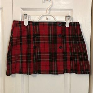 Red and Black Plaid Mini Skirt